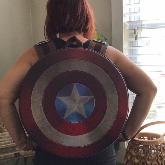 captain america distressed shield backpack